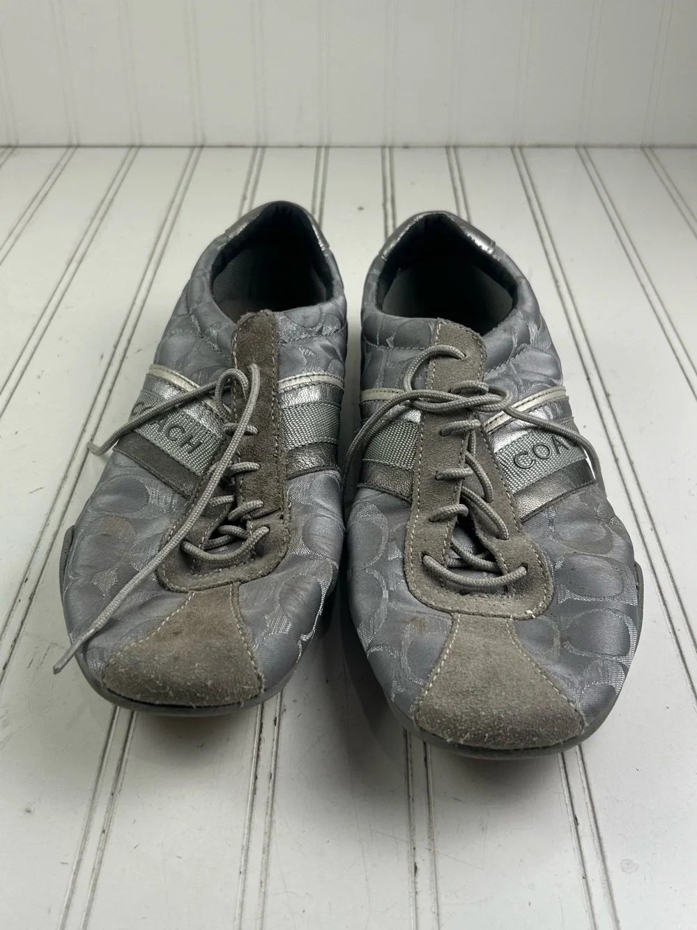 Coach Jayme Monogram Signature Logo Sneakers Grey Silver Women’s Size 11M